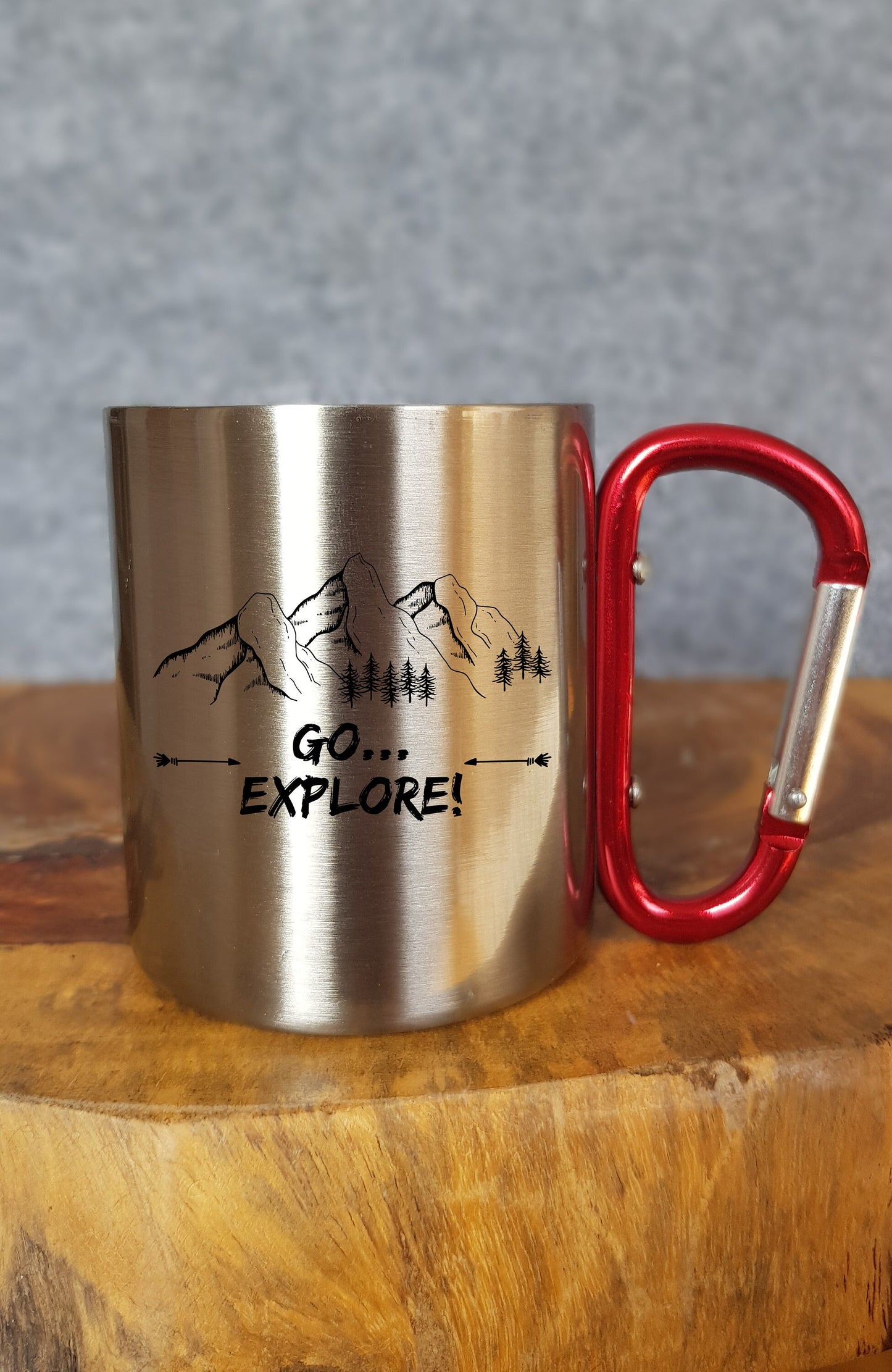 Go...Explore! - Personalisierbare Tasse - Geschenk - Karabinerhaken - Reisen - Wandern - Klettern - Natur - Outdoor - Camping - Berge