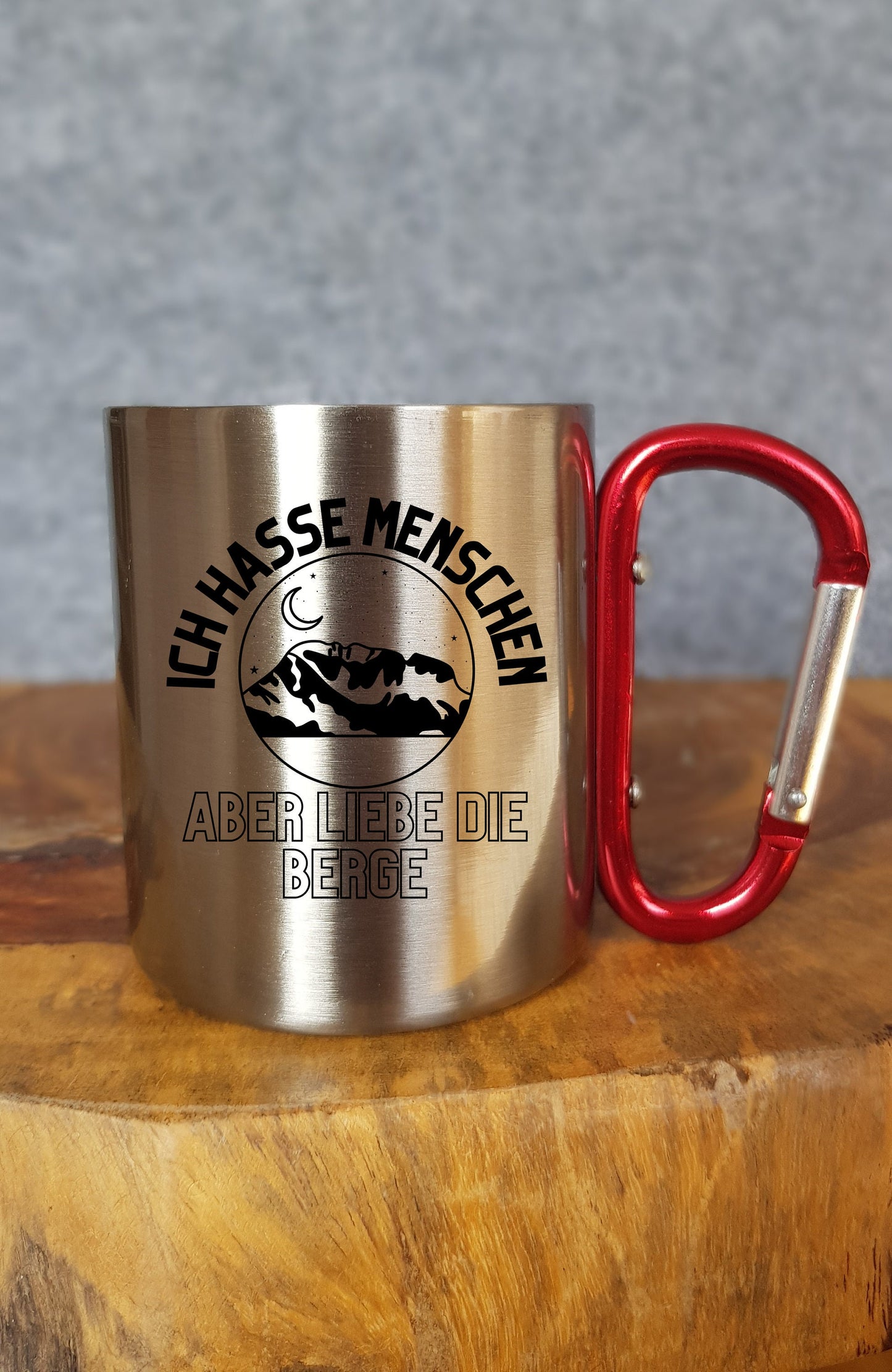 Ich hasse Menschen aber liebe die Berge - Personalisierbare Tasse - Geschenk - Karabinerhaken - Reisen - Wandern - Klettern - Natur -Outdoor