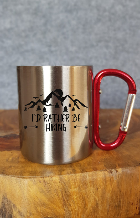 Id rather be hiking - Personalisierte Tasse - Geschenk - Tasse mit Spruch - Karabinerhaken - Reisen - Wandern - Klettern - Natur - Outdoor
