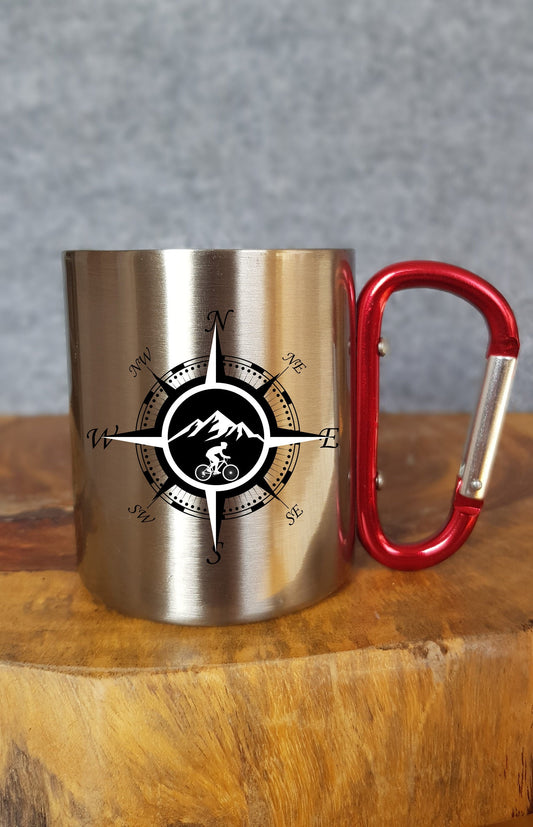 Personalisierbare Tasse - Kompass - Biking - Geschenk - Reisen - Wald - Fahrrad - Outdoor - Camping - Mug - Mountain - Berge - Bike - Tasse