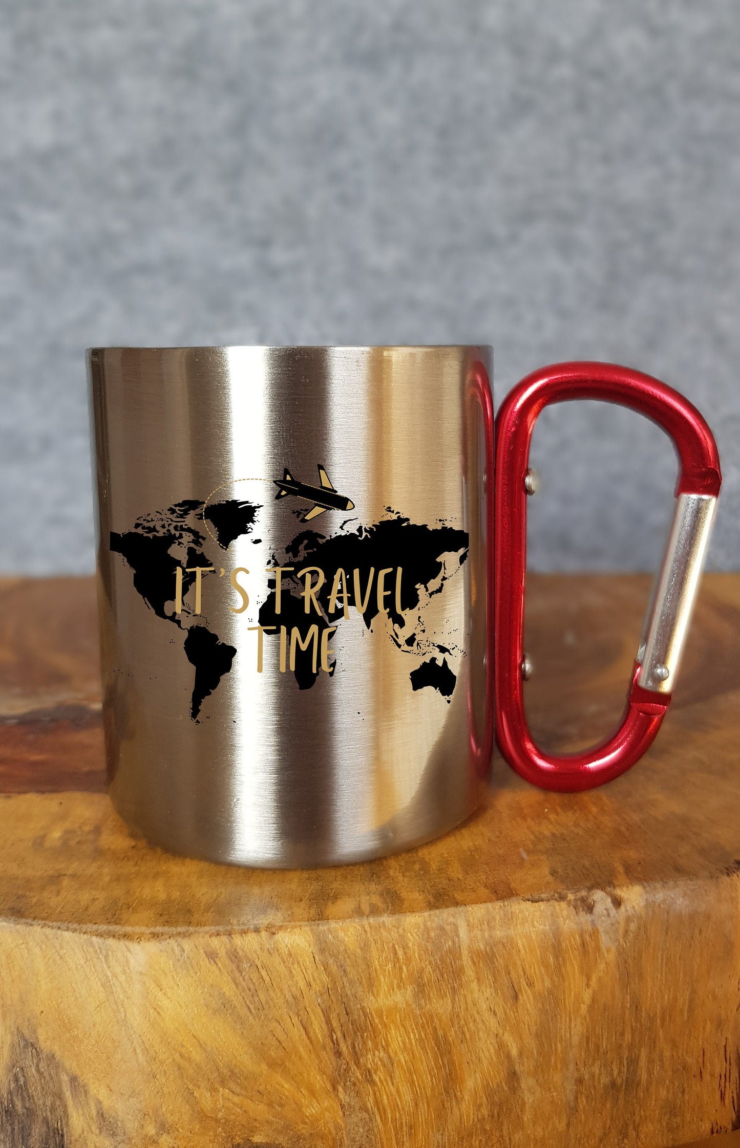 Personalisierbare Edelstahltasse - Its travel time - Geschenk - reisen - Wald - Outdoor - Camping - Mug - Mountain - Berge - wandern-hiking