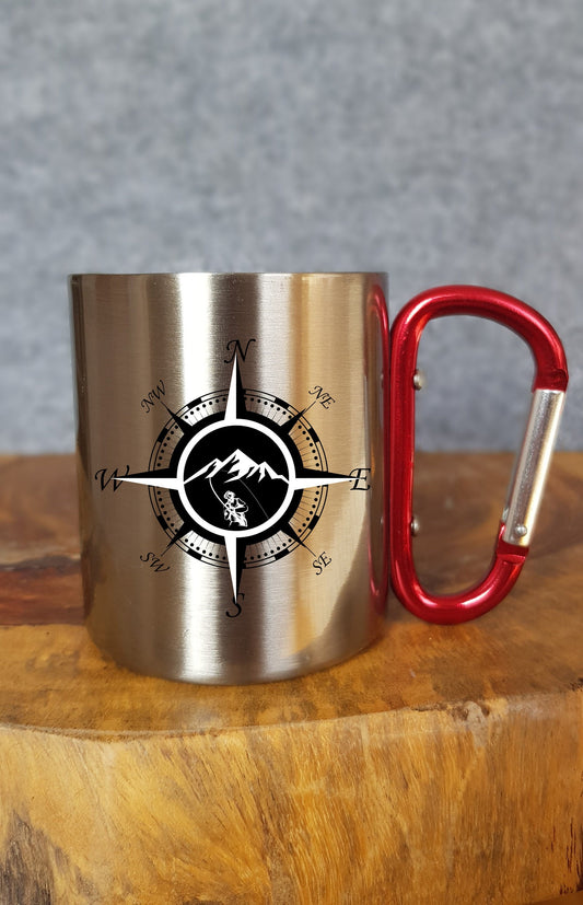 Personalisierbare Edelstahltasse - Adventure awaits - Geschenk - reisen - Wald - Outdoor - Camping - Mug - Mountain - Berg - fischen -hiking