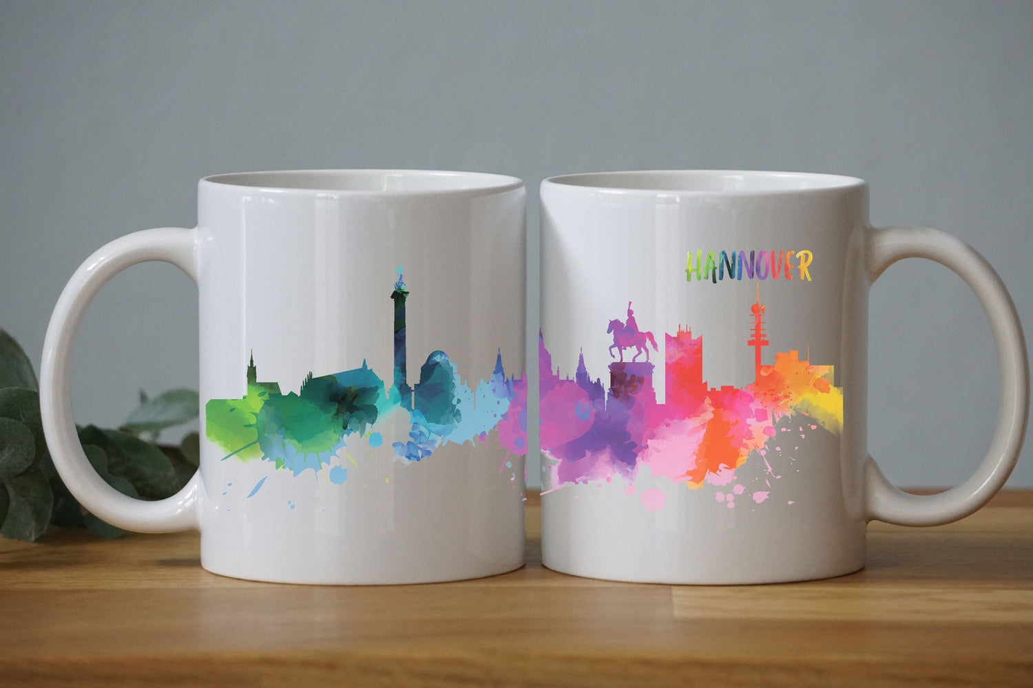 Aquarell Skyline Hannover - Tasse - Stadt - Hauptstadt - Städtetrip - Geschenk - Reise - Umzug - Souvenir - Deutschland - Niedersachsen