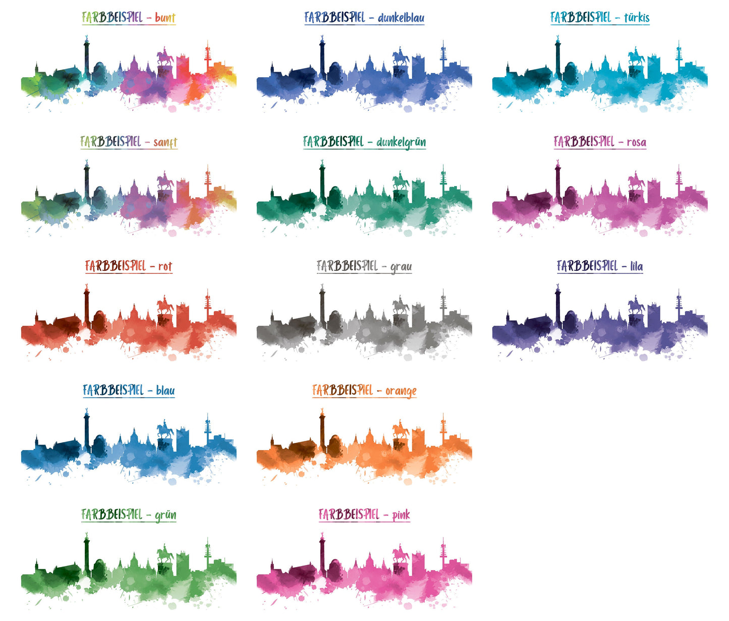 Aquarell Skyline Hannover - Tasse - Stadt - Hauptstadt - Städtetrip - Geschenk - Reise - Umzug - Souvenir - Deutschland - Niedersachsen
