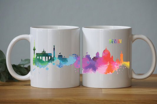 Aquarell Skyline Berlin - Tasse - Stadt - Hauptstadt - Städtetrip - Geschenk - Reise - Umzug - Souvenir - Deutschland