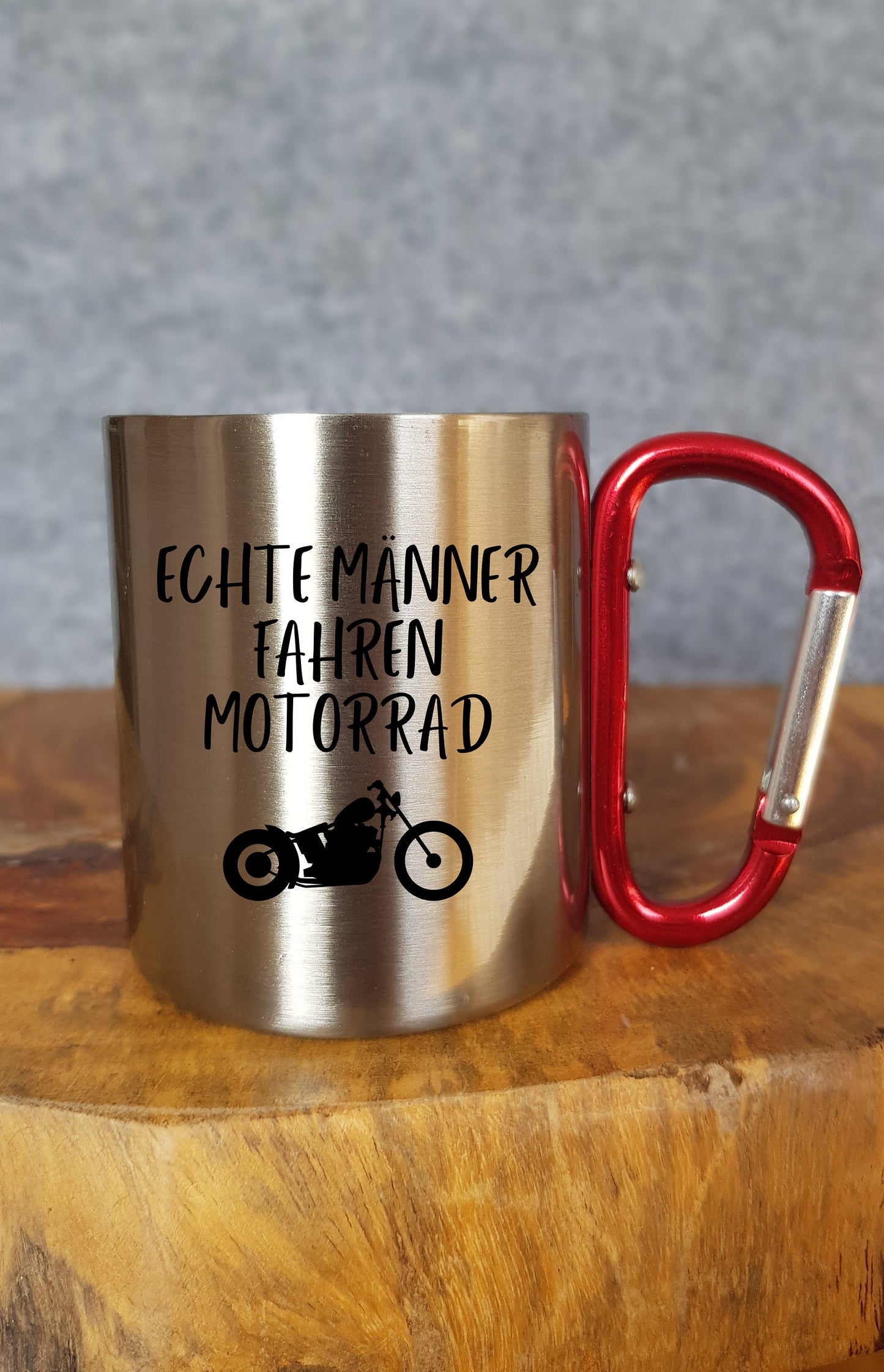 Motorrad - Personalisierbare Tasse - Geschenk - Karabinerhaken - Reisen - Moped - Motorrad fahren - Natur - Outdoor - Camping - Berge - Tour