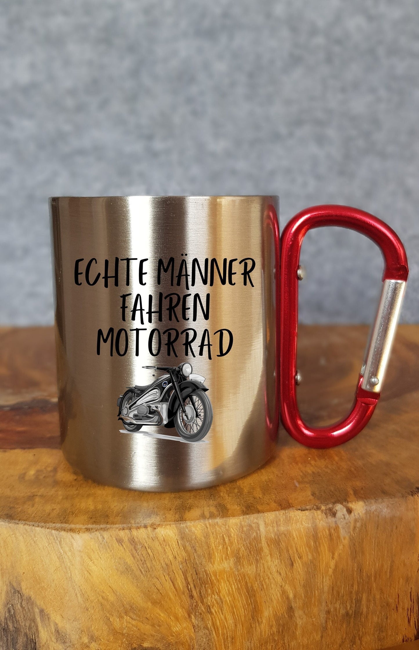 Motorrad - Personalisierbare Tasse - Geschenk - Karabinerhaken - Reisen - Moped - Motorrad fahren - Natur - Outdoor - Camping - Berge - Tour