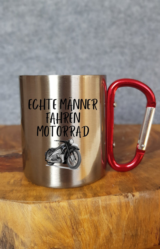 Motorrad - Personalisierbare Tasse - Geschenk - Karabinerhaken - Reisen - Moped - Motorrad fahren - Natur - Outdoor - Camping - Berge - Tour