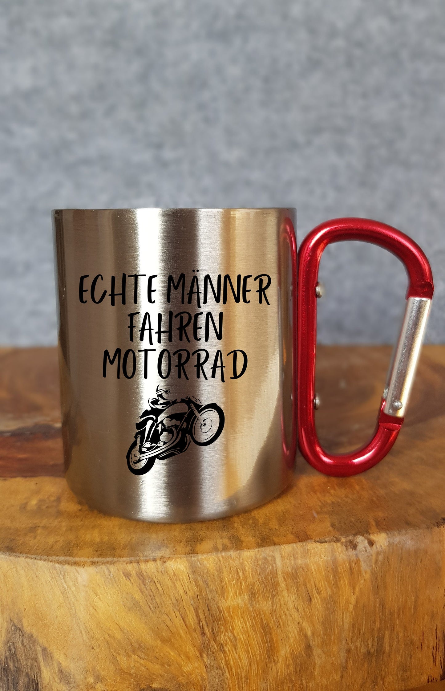 Motorrad - Personalisierbare Tasse - Geschenk - Karabinerhaken - Reisen - Moped - Motorrad fahren - Natur - Outdoor - Camping - Berge - Tour
