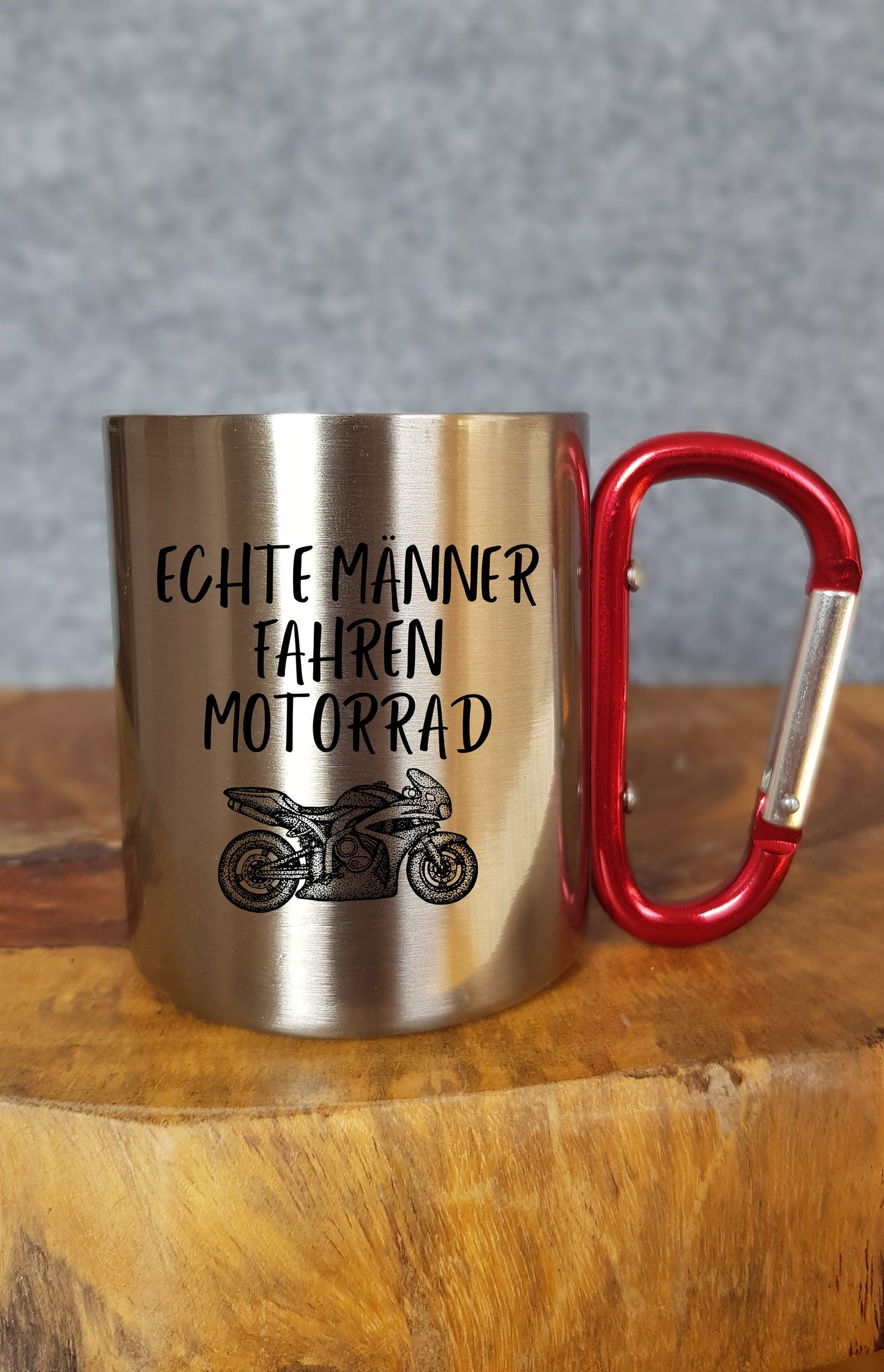 Motorrad - Personalisierbare Tasse - Geschenk - Karabinerhaken - Reisen - Moped - Motorrad fahren - Natur - Outdoor - Camping - Berge - Tour