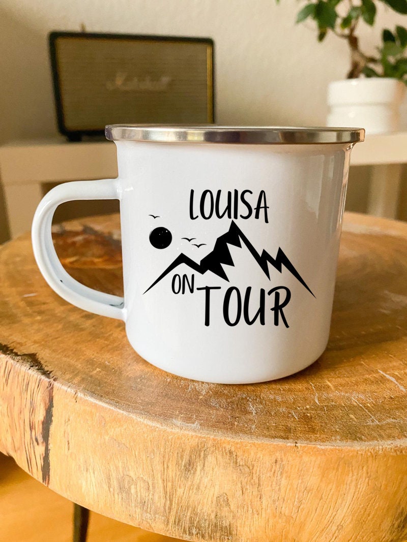 Personalisierte Tasse, Camping, Wohnmobil, Geschenk, Wohnwagen, verschiedene Farben, verschiedene Tassen, Keramik, Emaille, Edelstahl
