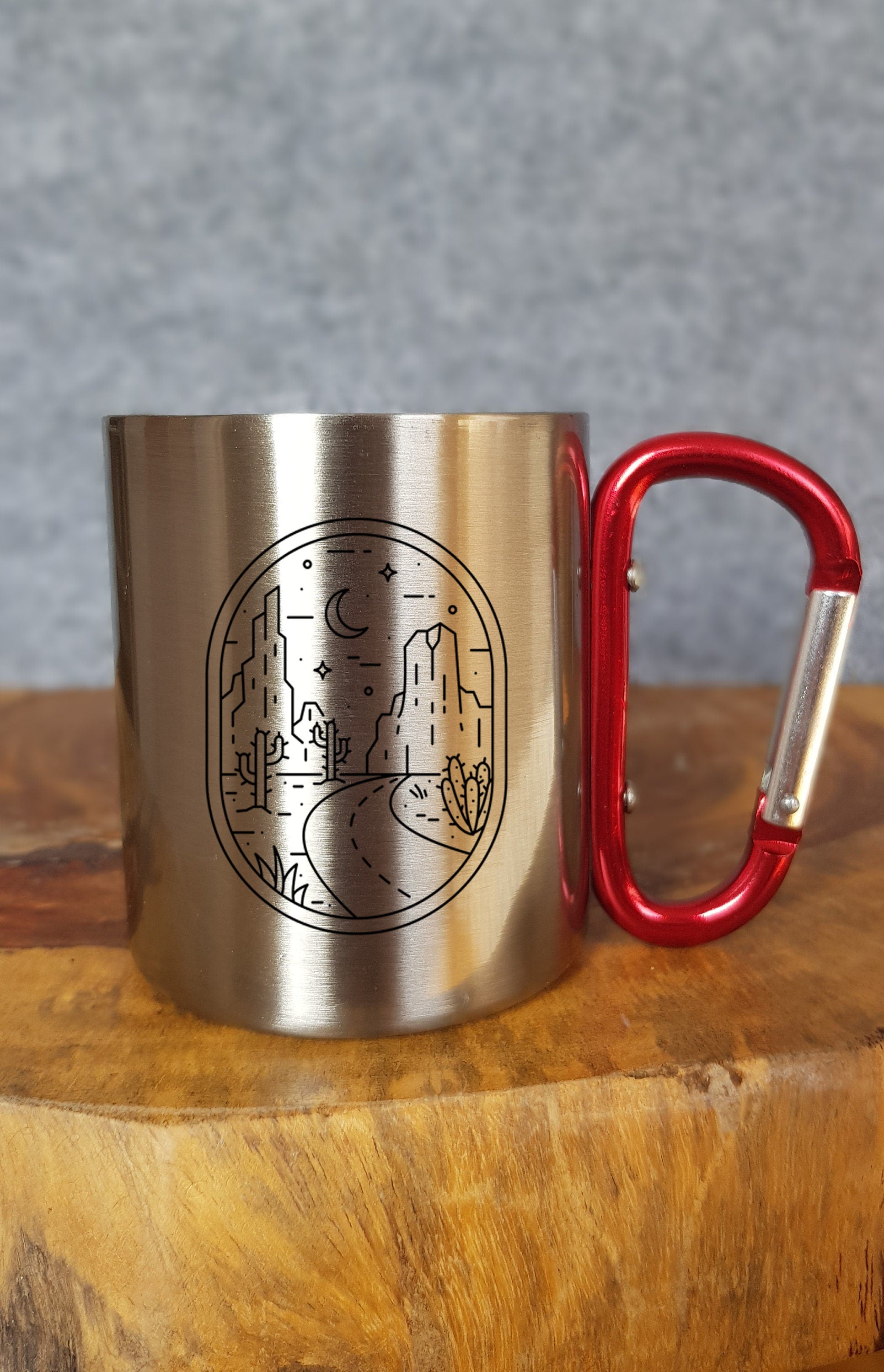 Outdoor Edelstahltasse mit Reisemotiv