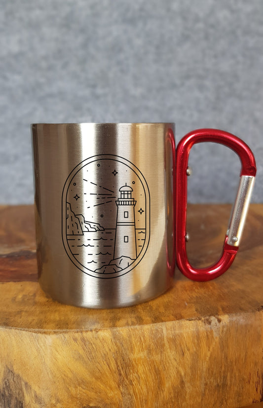 Outdoor Edelstahltasse mit Reisemotiv