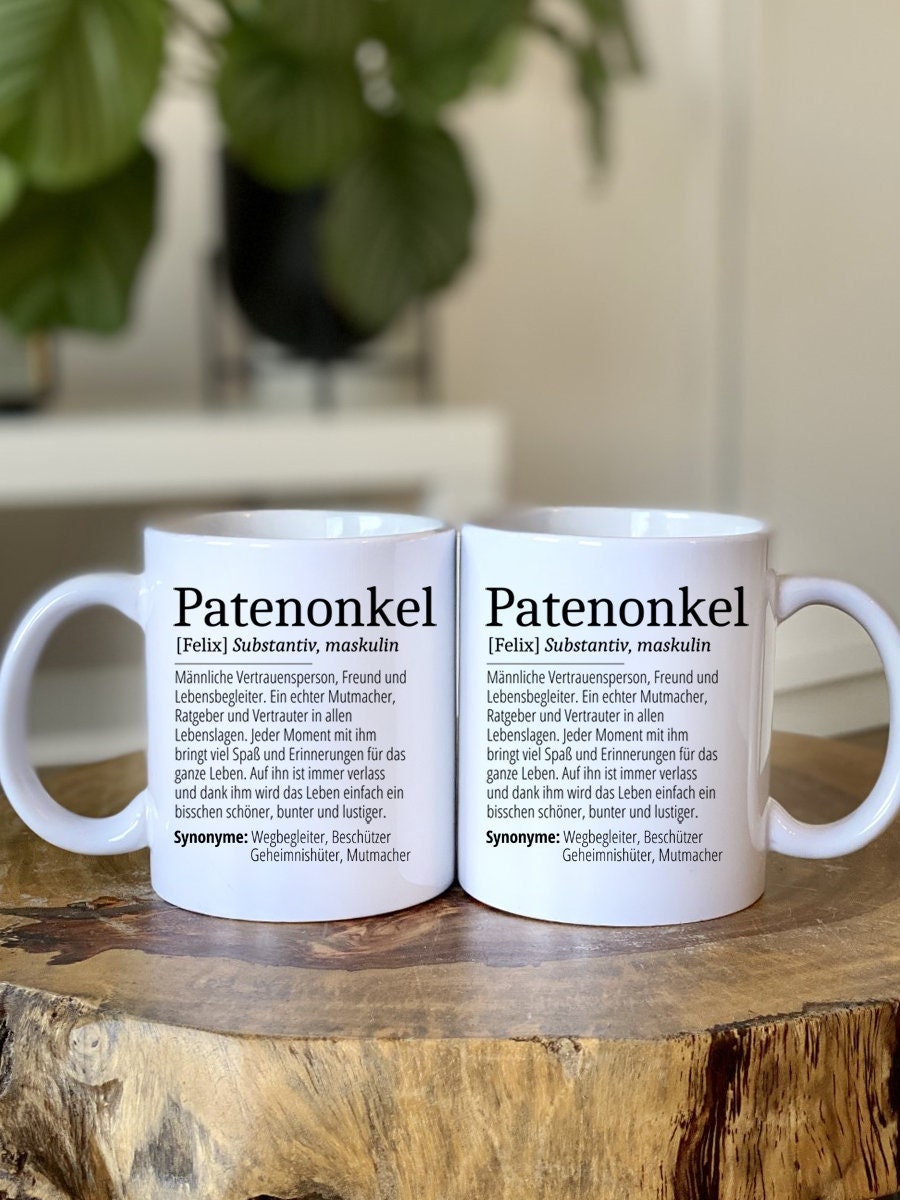Personalisierbare Tasse - Patenonkel - Definition - Keramik - Emaille - Edelstahl