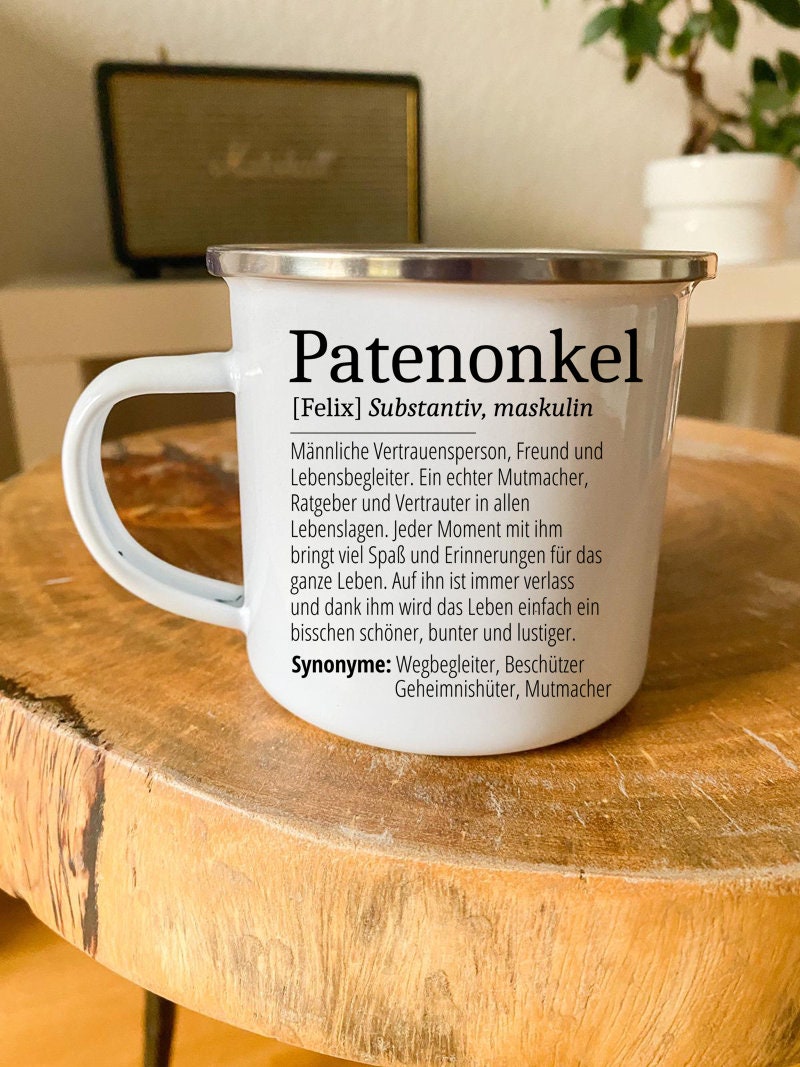 Personalisierbare Tasse - Patenonkel - Definition - Keramik - Emaille - Edelstahl