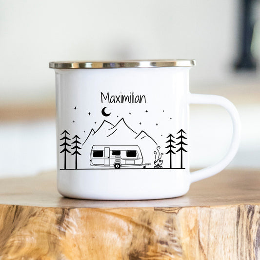 Personalisierte Tasse, Camping, Wohnmobil, Geschenk, Wohnwagen, Wandern, verschiedene Farben, verschiedene Tassen, Emaille, Edelstahl