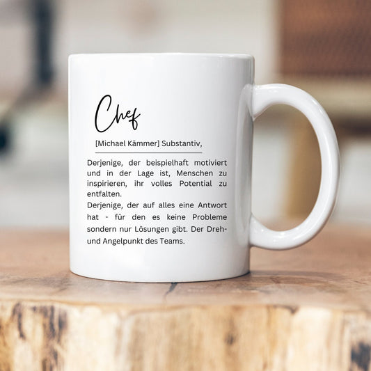 Chef / Chefin - Dudeneintrag - Substantiv - personalisiert - Tasse