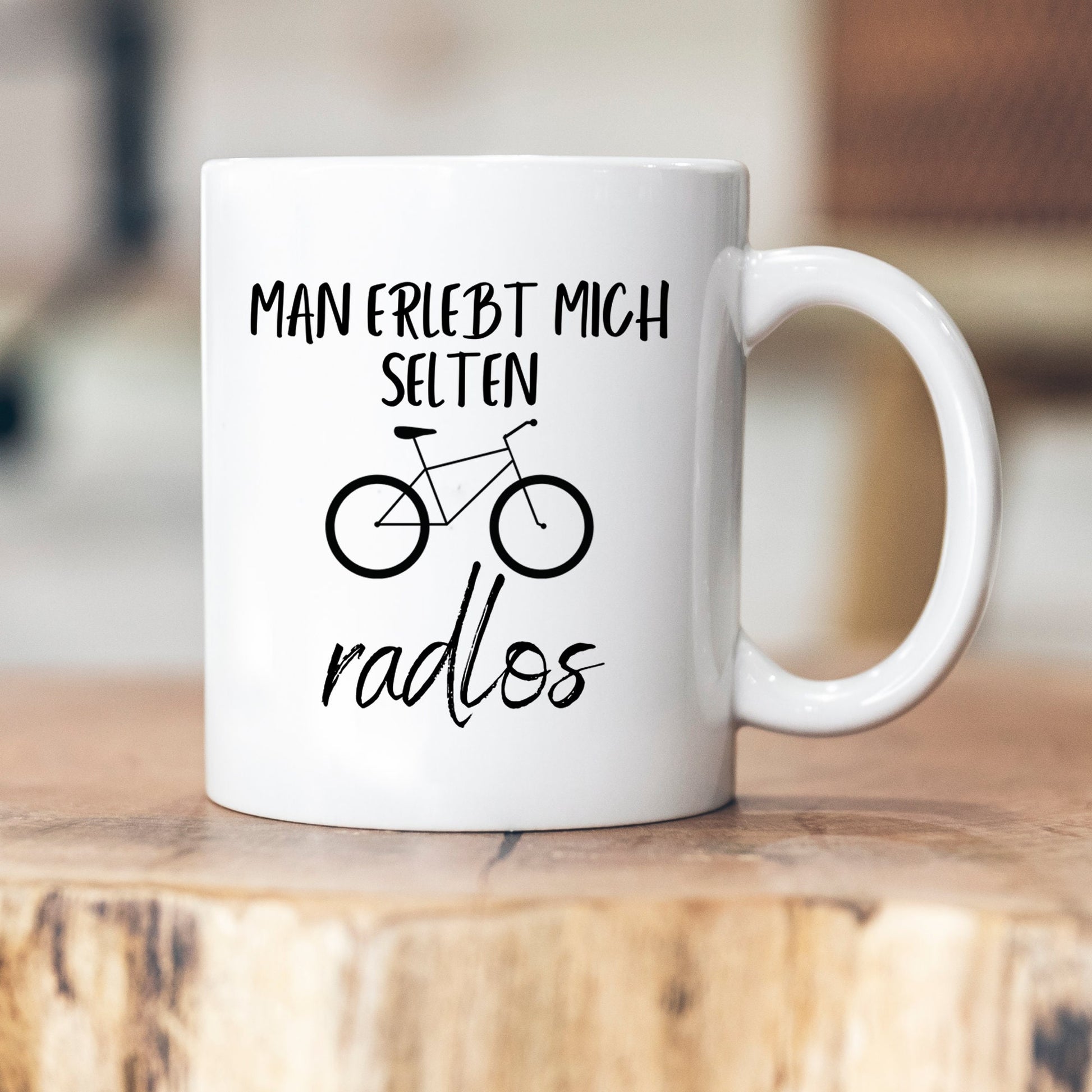 Man erlebt mich selten radlos - Tasse - Geschenk - Fahrradfahrer - Triathlon - Kollege - Freund - Fahrrad - Fahrradingenieur - Ingenieur