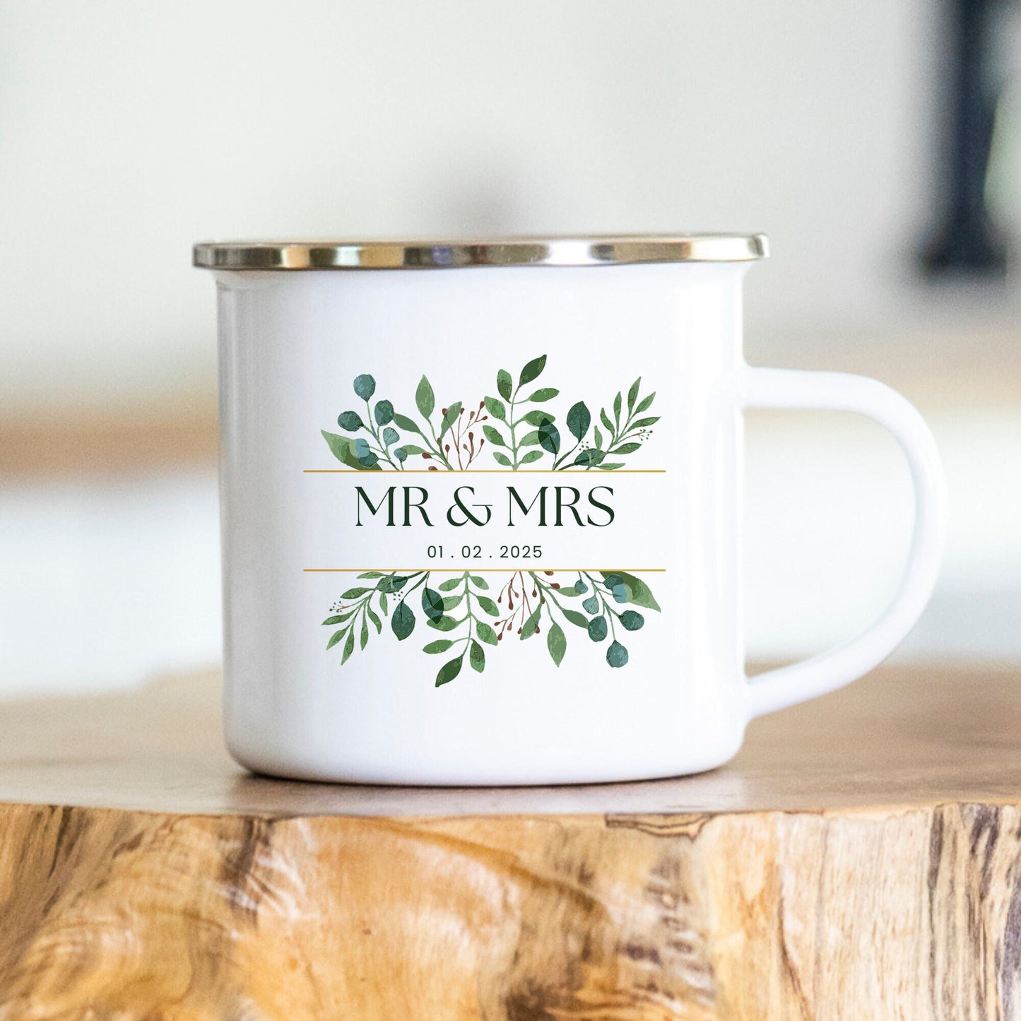 Hochzeitstasse - Wedding - Hochzeit - Tasse - personalisiert - mr & mrs - Geschenk - Verlobung - Hochzeitsdatum - Hochzeitstag - Eukalyptus