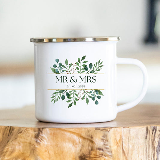 Hochzeitstasse - Wedding - Hochzeit - Tasse - personalisiert - mr & mrs - Geschenk - Verlobung - Hochzeitsdatum - Hochzeitstag - Eukalyptus