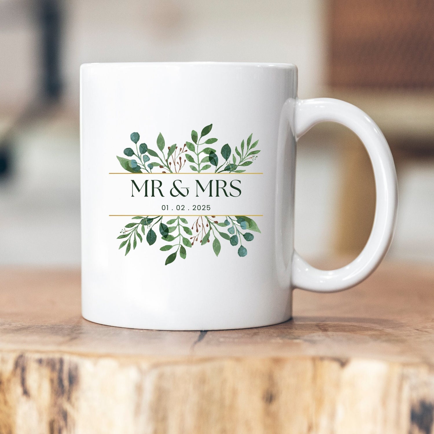 Hochzeitstasse - Wedding - Hochzeit - Tasse - personalisiert - mr & mrs - Geschenk - Verlobung - Hochzeitsdatum - Hochzeitstag - Eukalyptus