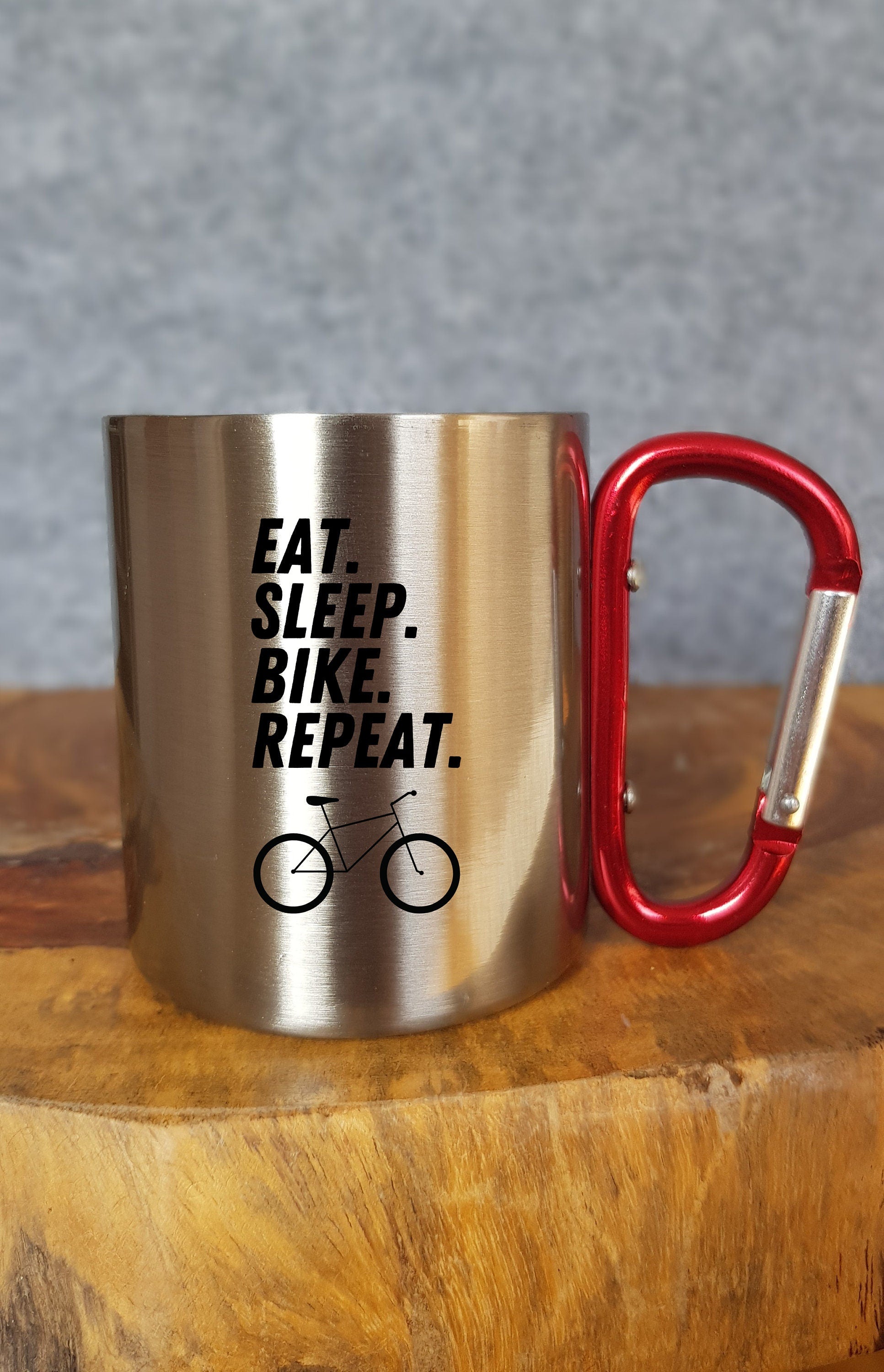 Eat sleep bike repeat - Fahrrad - Tasse mit Karabinerhaken