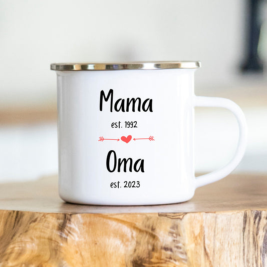Tasse Mama Oma Tochter Geschenk Schwangerschaft personalisiert verschiedene Farben/Jahreszahlen