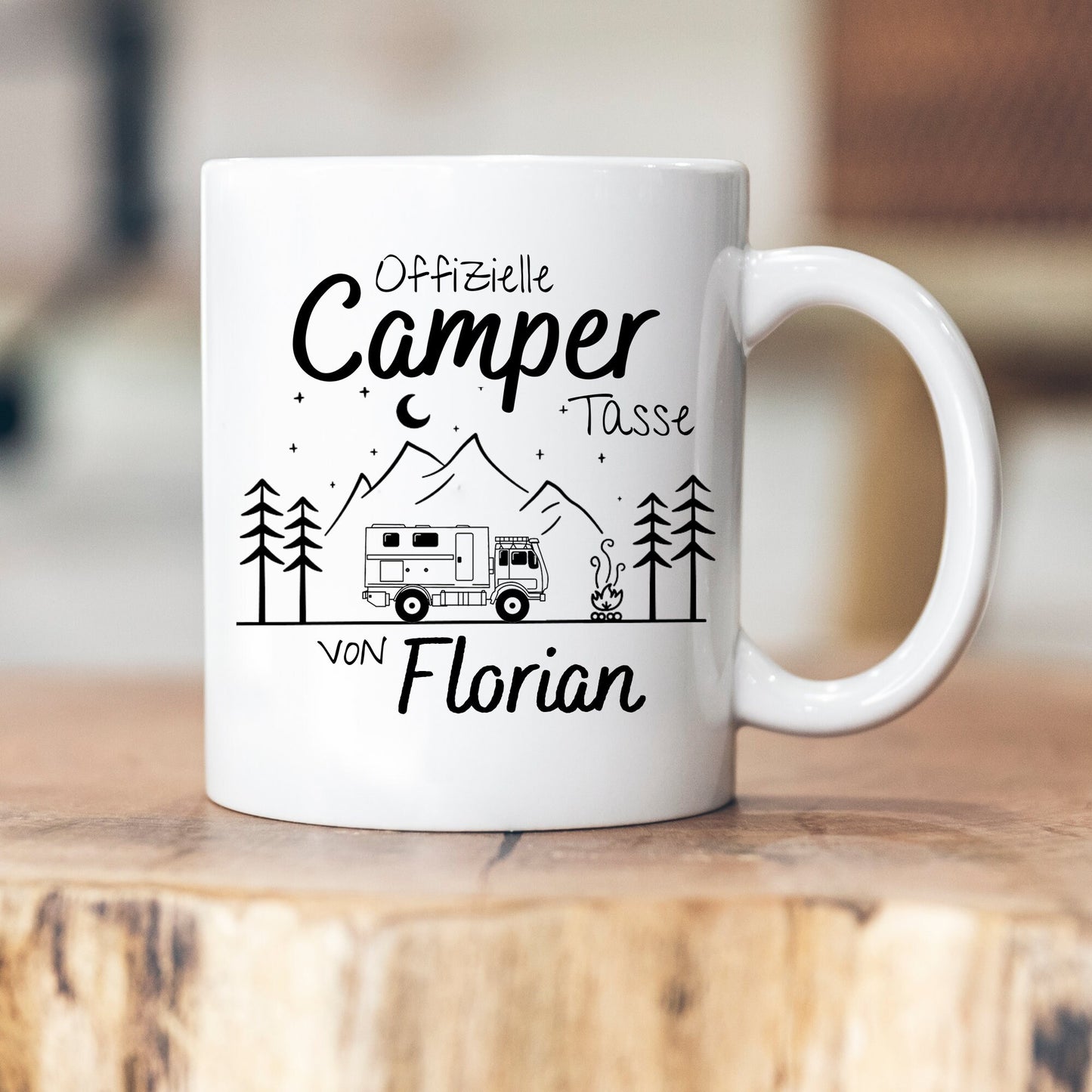 Personalisierbare Tasse - Emaille - Edelstahl - Bergsilhouette - Outdoor - Wandern - Geschenk - Camper