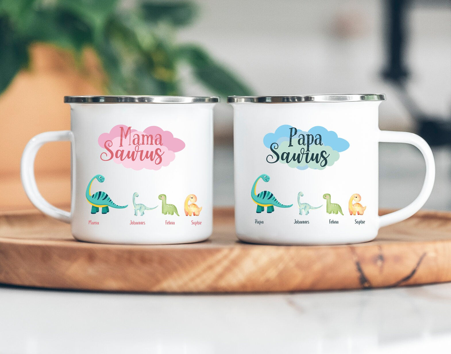 Mamasaurus - Papasaurus - Muttertag - Vatertag - personalisierte Tasse - Geschenk zum Muttertag - Enkelkinder - Geschenkidee