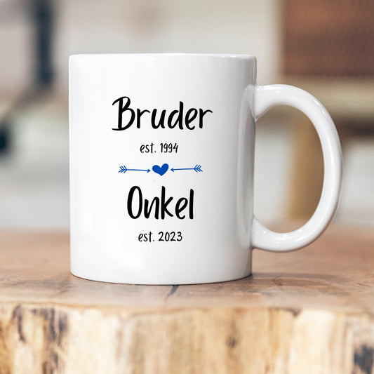 Bruder est. 1989 - Onkel est. 2023 - personalisierbare Tasse - Jahreszahl - Schwangerschaft - Verkündung - Taufe - Babyparty