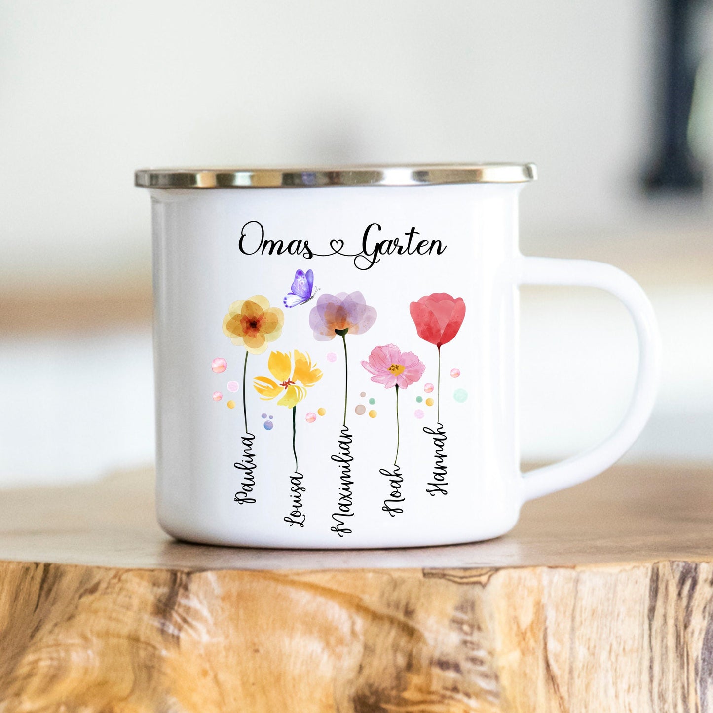Omas Garten - Muttertag - personalisierte Tasse - Geschenk zum Muttertag - Enkelkinder - Geschenkidee