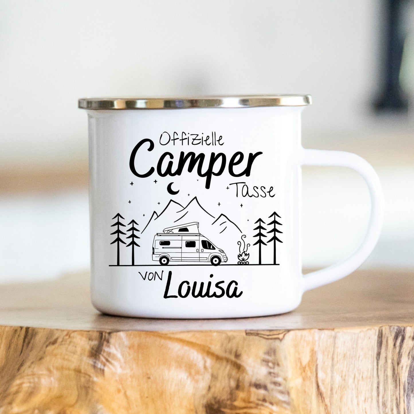 Keramik-/Emailletasse - Camping