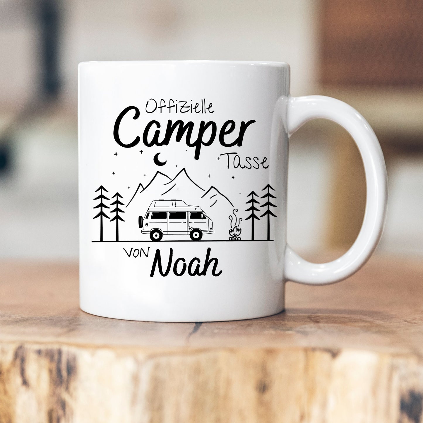 Personalisierbare Tasse - Emaille - Edelstahl - Bergsilhouette - Outdoor - Wandern - Geschenk - Camper