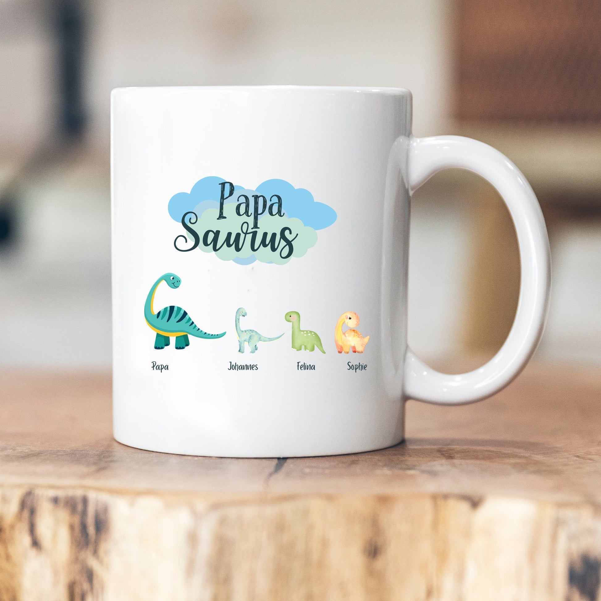 Mamasaurus - Papasaurus - Muttertag - Vatertag - personalisierte Tasse - Geschenk zum Muttertag - Enkelkinder - Geschenkidee