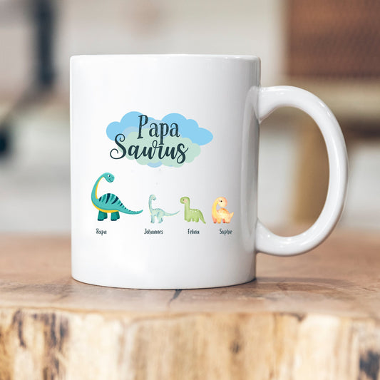 Mamasaurus - Papasaurus - Muttertag - Vatertag - personalisierte Tasse - Geschenk zum Muttertag - Enkelkinder - Geschenkidee