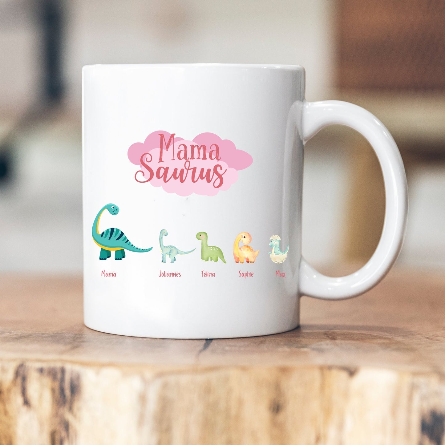 Mamasaurus - Papasaurus - Muttertag - Vatertag - personalisierte Tasse - Geschenk zum Muttertag - Enkelkinder - Geschenkidee