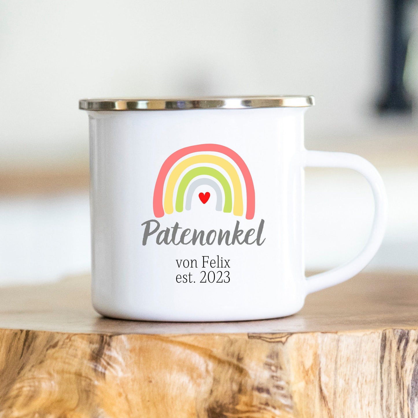 Patentante - personalisierte Tasse - Taufe - Geschenk - Patin - Name - Jahreszahl - Regenbogen - Rainbow - Nichte - Freundin