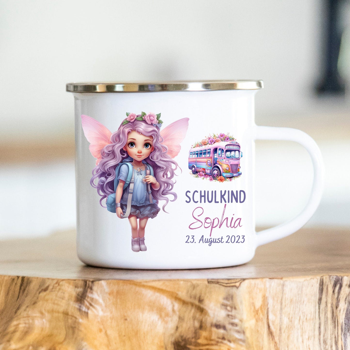 Emaille Einschulung Geschenk Junge Mädchen Kinderbecher Tasse Personalisiert Kita Kindergarten Kinder