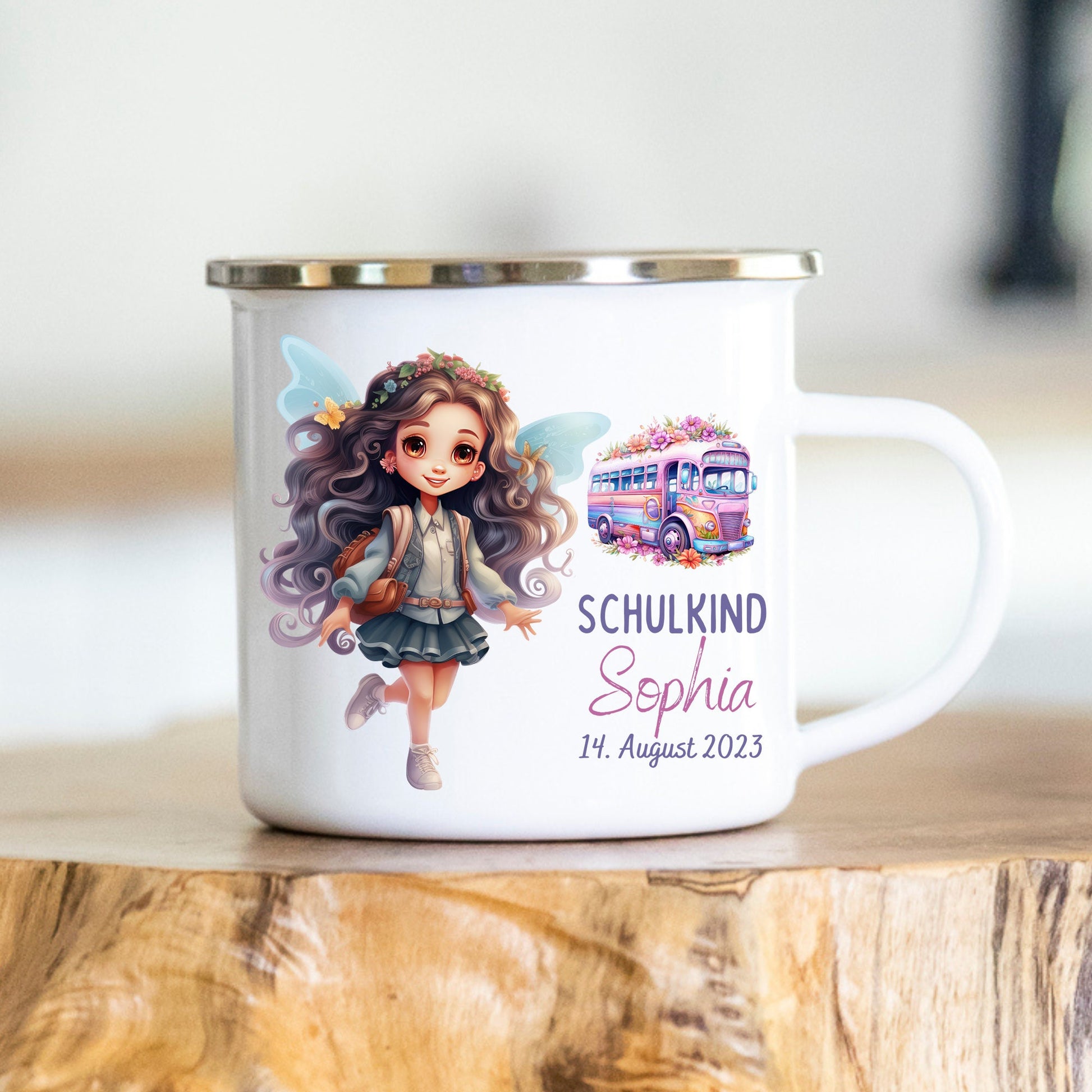 Emaille Einschulung Geschenk Junge Mädchen Kinderbecher Tasse Personalisiert Kita Kindergarten Kinder