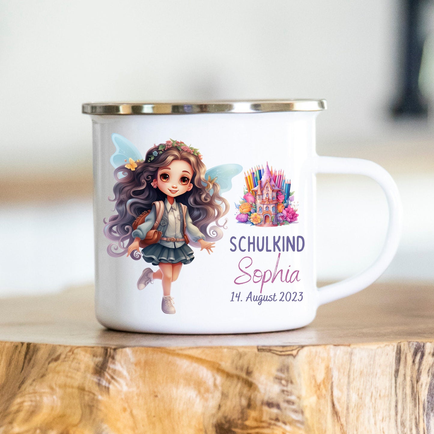 Emaille Einschulung Geschenk Junge Mädchen Kinderbecher Tasse Personalisiert Kita Kindergarten Kinder