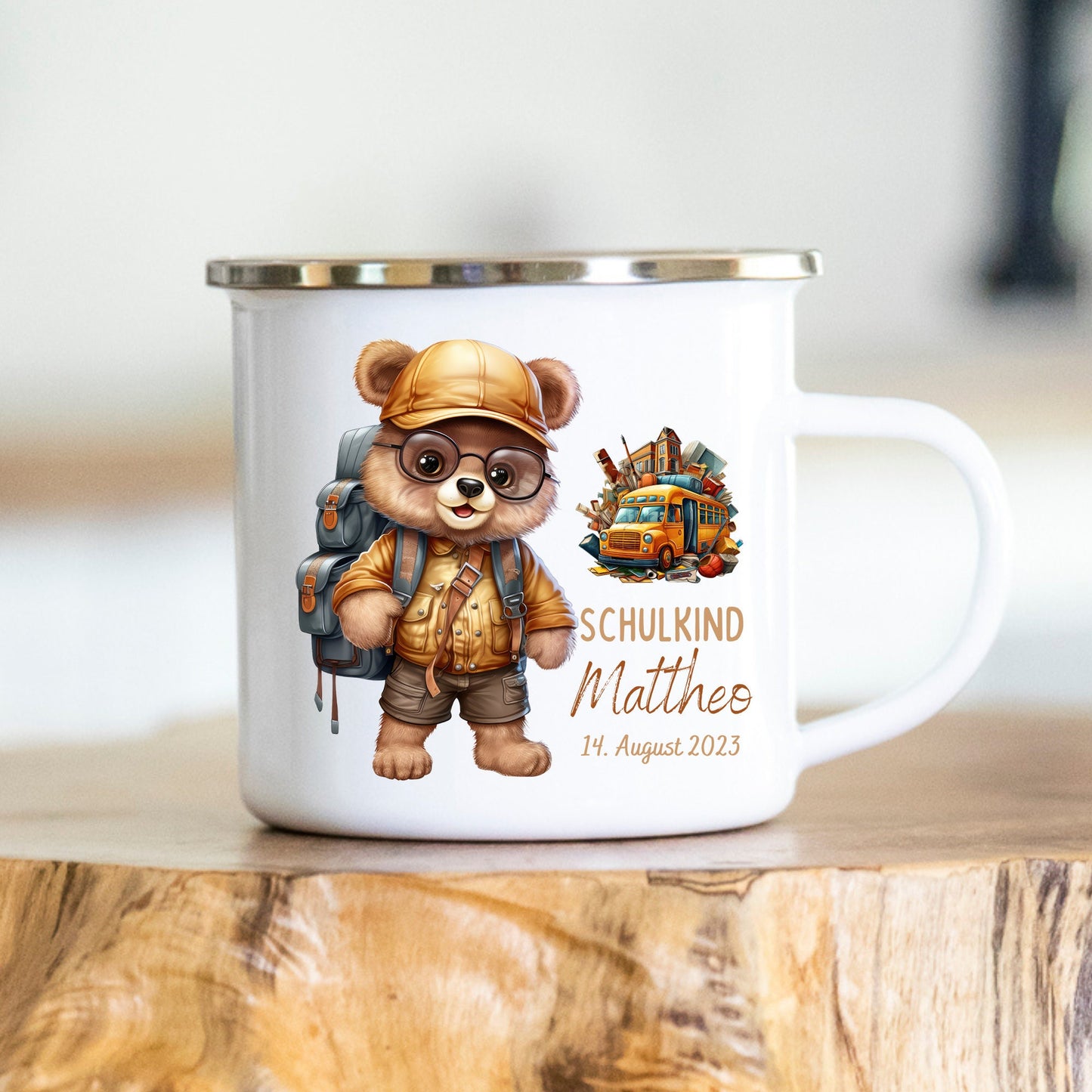 Emaille Tasse Personalisiert Einschulung Geschenk Kinderbecher Kita Kindergarten Kinder Geschenk