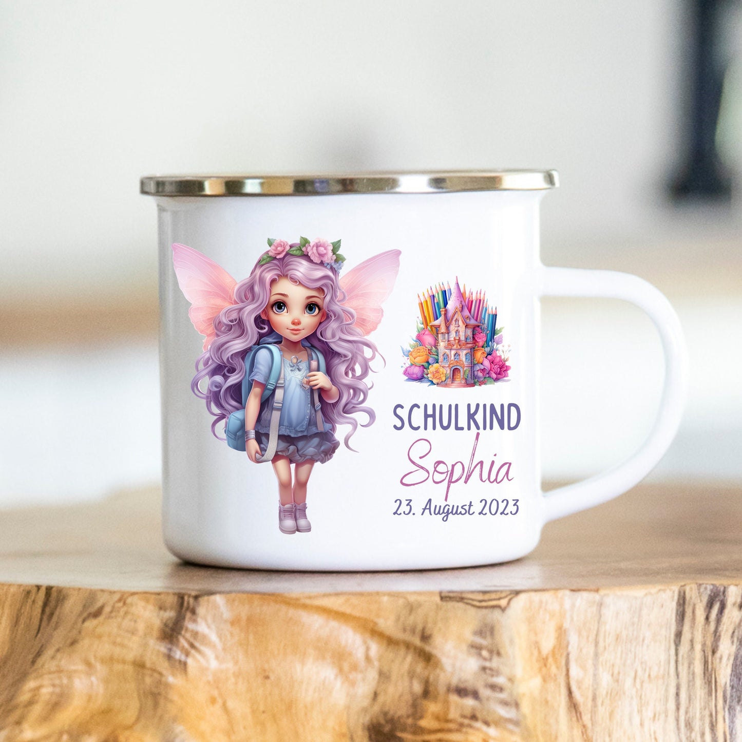Emaille Einschulung Geschenk Junge Mädchen Kinderbecher Tasse Personalisiert Kita Kindergarten Kinder