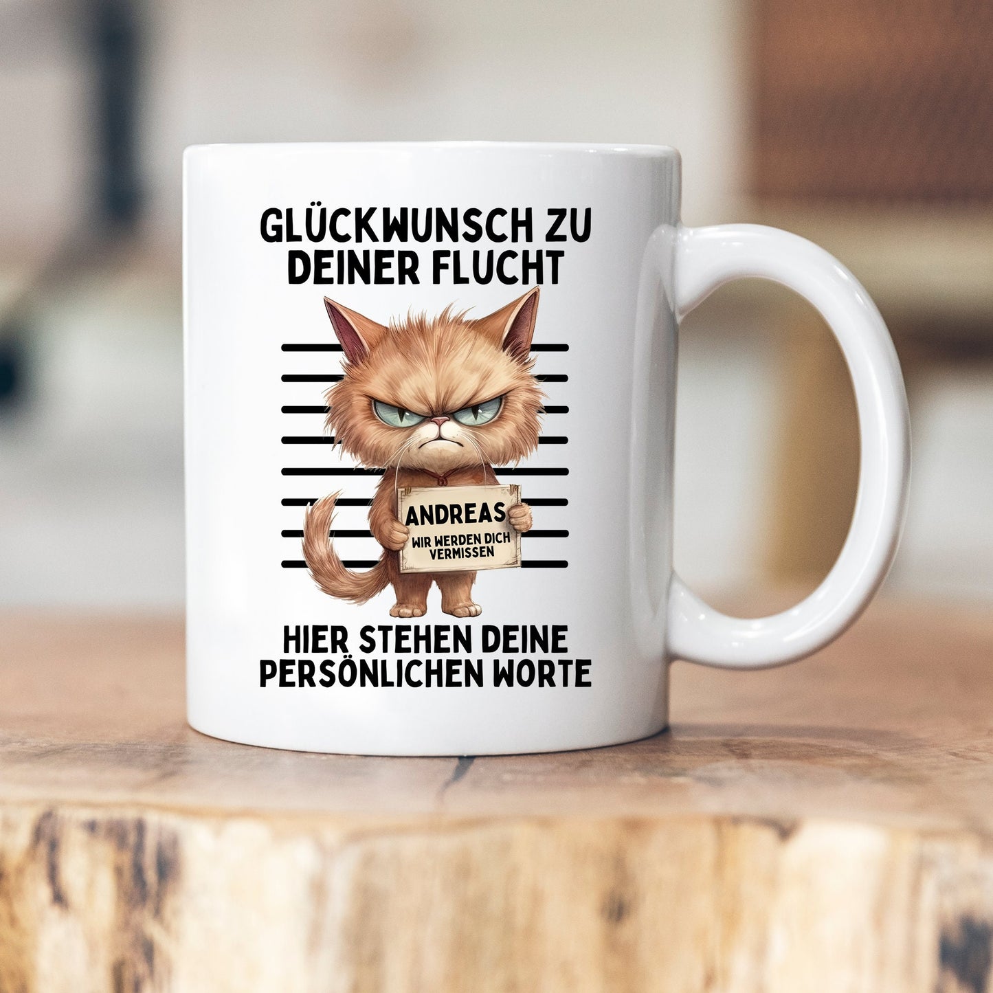 Personalisierbare Tasse - Glückwunsch zur Flucht - Abschiedsgeschenk - Keramik - Kollege - Kollegin - Rente
