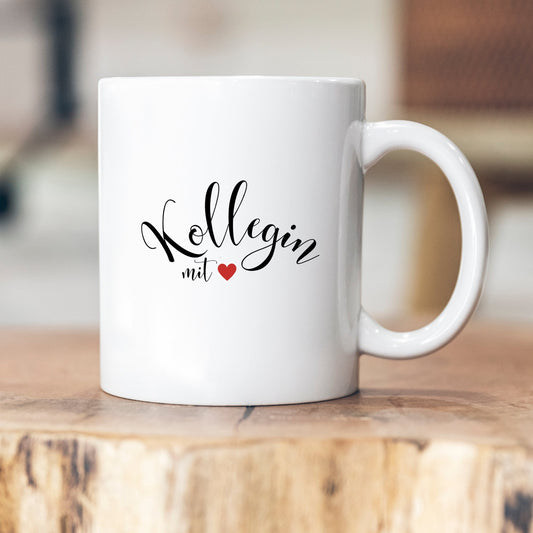 Kollegin mit Herz - Tasse - personalisierbar - mit Name - Lieblingskollegin - Geschenk - Geburtstag - Abschied - Jubiläum