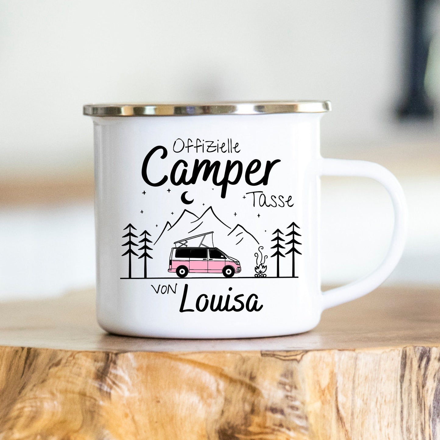 Personalisierte Tasse, Camping, Wohnmobil, Geschenk, Wohnwagen, verschiedene Farben, verschiedene Tassen, Keramik, Emaille, Edelstahl