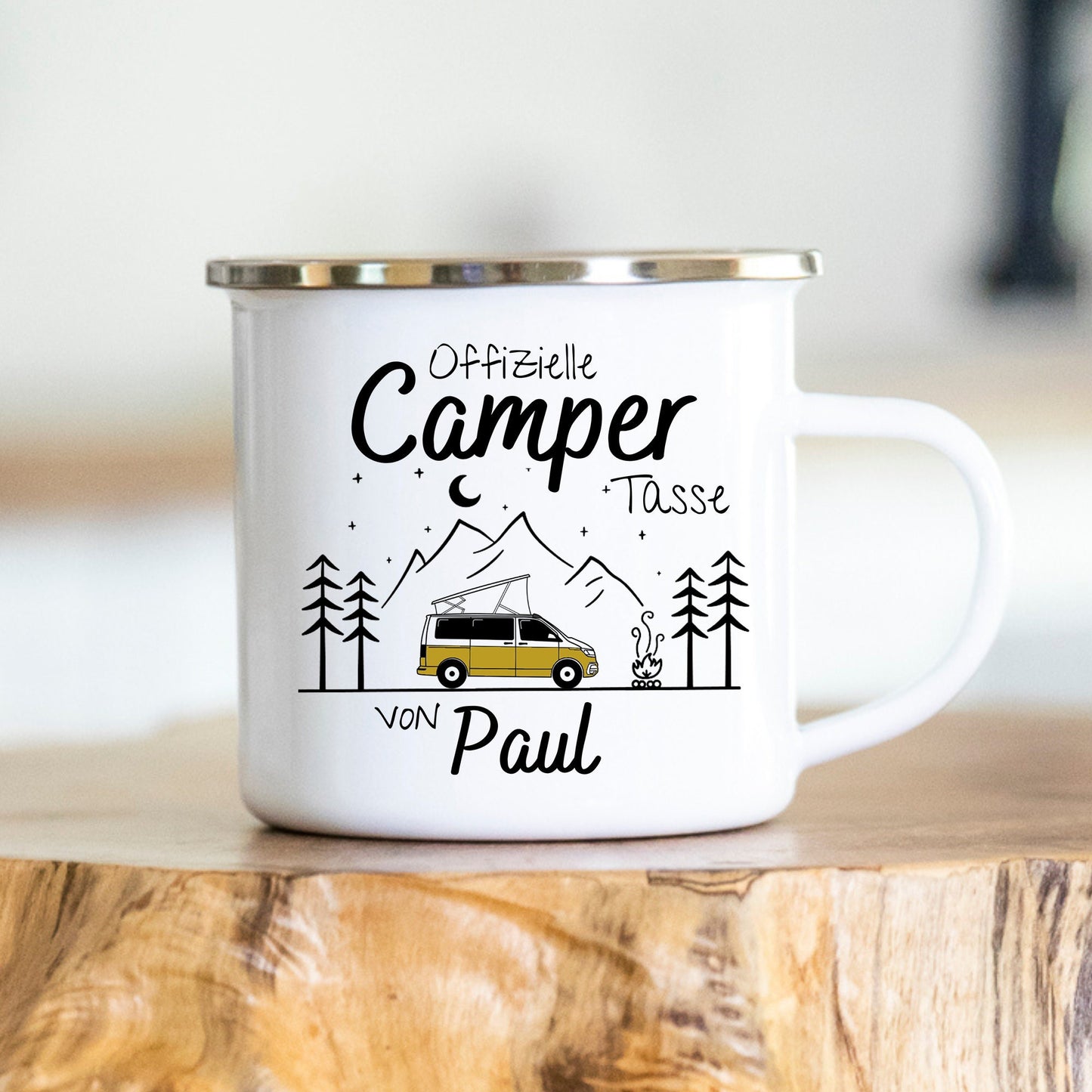 Personalisierte Tasse, Camping, Wohnmobil, Geschenk, Wohnwagen, verschiedene Farben, verschiedene Tassen, Keramik, Emaille, Edelstahl