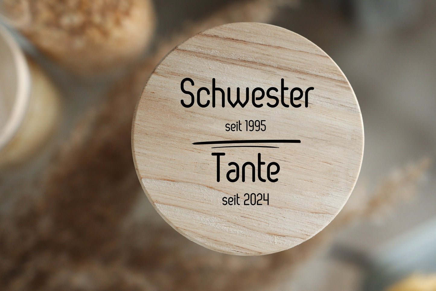 Personalisiertes Vorratsglas - Aufbewahrungsglas - 4 Größen - Holzdeckel - personalisierbar - bis zu 5 Namen möglich - Keksdose