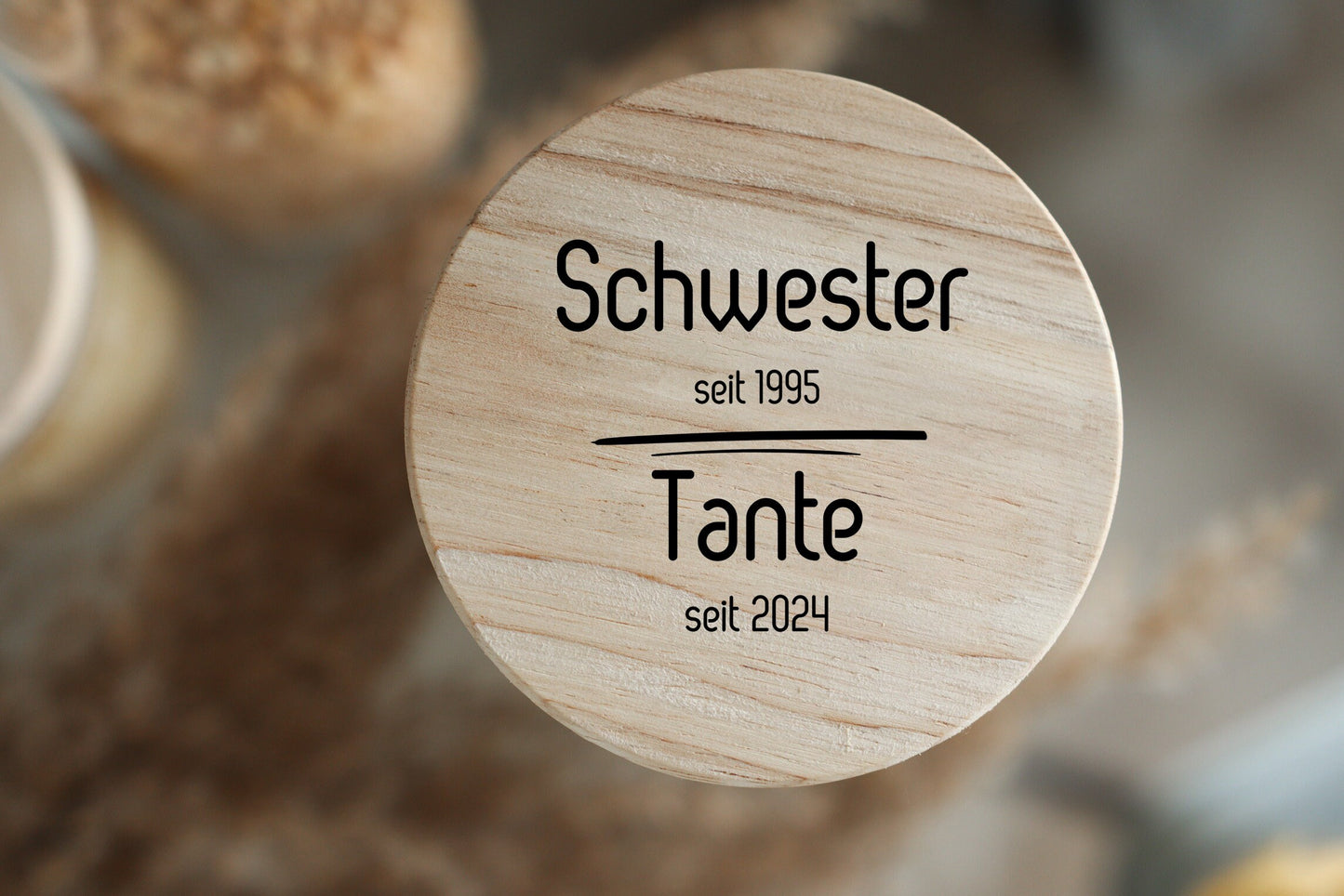 Personalisiertes Vorratsglas - Aufbewahrungsglas - 4 Größen - Holzdeckel - personalisierbar - bis zu 5 Namen möglich - Keksdose