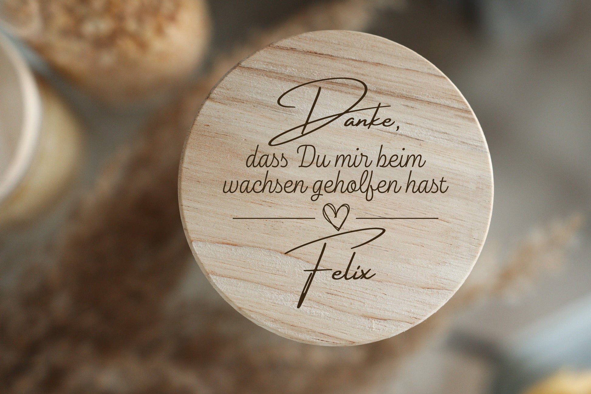 Personalisiertes Vorratsglas - Aufbewahrungsglas - 4 Größen - Holzdeckel - personalisierbar - Geschenk für Freundin/Mama/Hebamme - Keksdose