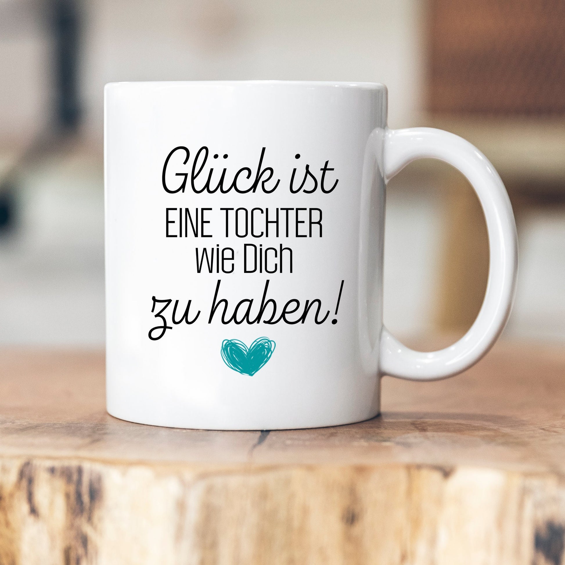 Tasse personalisiert - Glück ist eine Tochter wie Dich zu haben - mehrere Farben - Geschenk für Tochter - Personalisierung auf der Rückseite